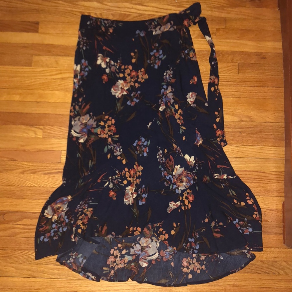 Knee length wraparound floral skirt